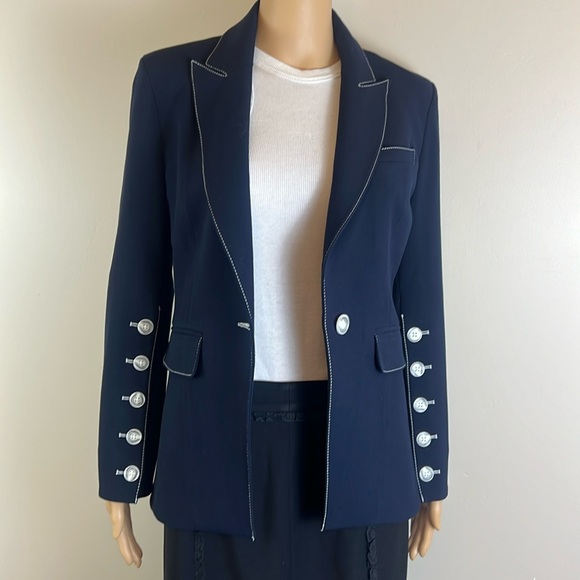 Veronica Beard Navy Miller Dickey Jacket Blazer with Contrast Stitching NWOT - Picture 3 of 9